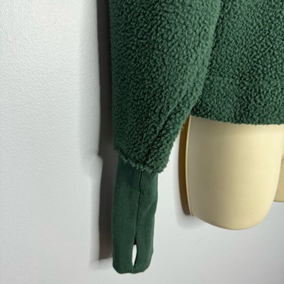 Free People Poppy Fleece Pullover Teddy Jacket Slouchy Forest Pine Green XS New - Picture 7 of 13